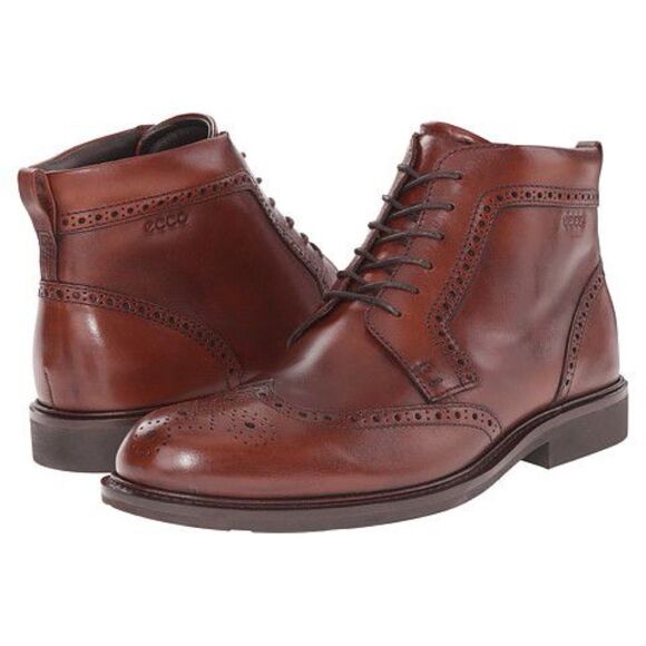 ECCO Findlay Wing Tip Boot - Size 8-8.5 / EU 42 Brown - Picture 1 of 16